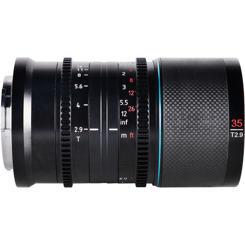 Sirui 35mm T2.9 1.6X Carbon Fiber Anamorphic Blue FF Sony – Mojo