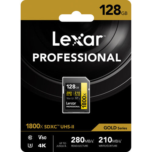 Lexar Professional 1800x SDXC UHS-II V60 128GB Read 280MB/s Write 